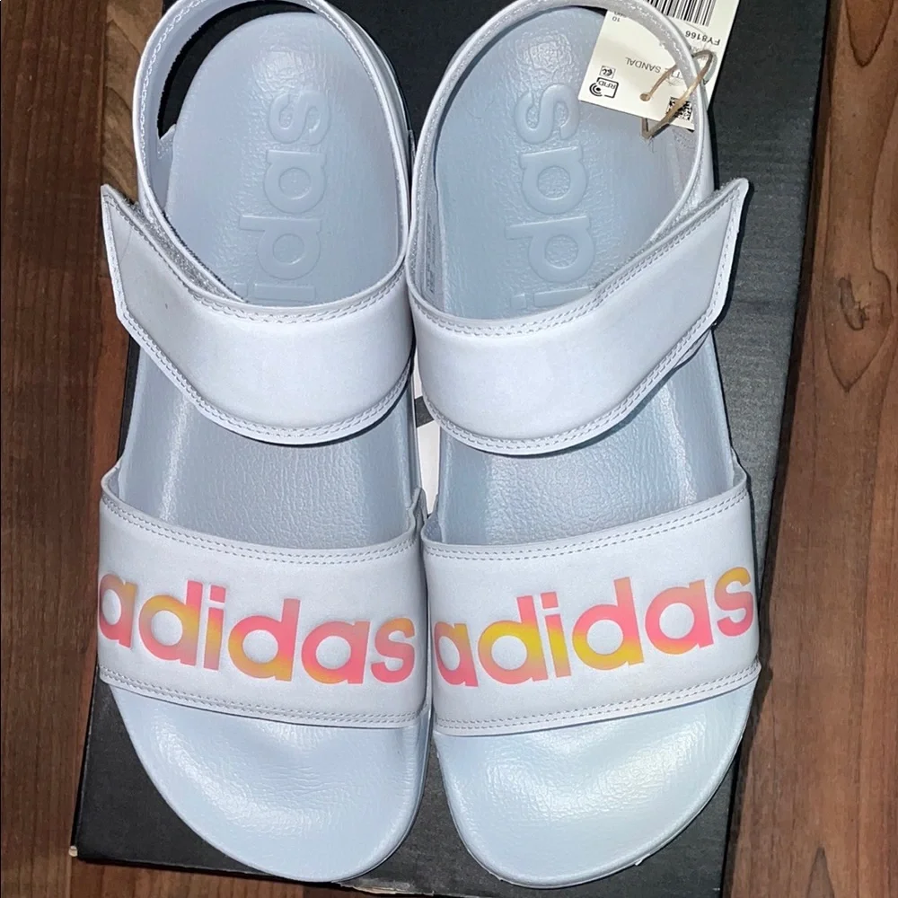 adidas White and Multicolor Sandals - Picture 1 of 7